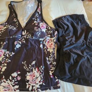 Floral Black Swimwear Set